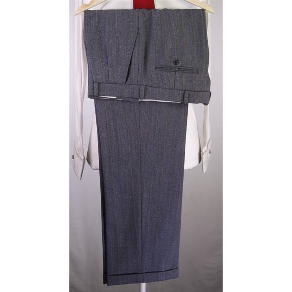 Handmade in Portugal Bespoke Gray Blue Herringbone Tweed Thornproof DB Suit 44XL - Picture 9 of 9